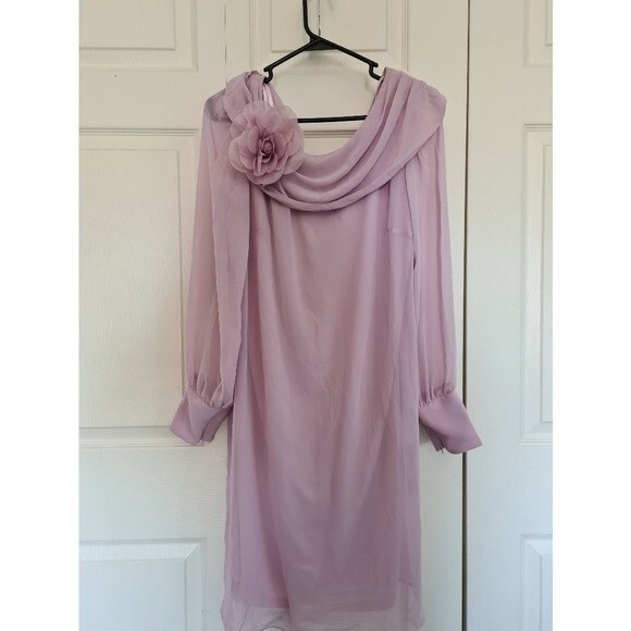 SLNY Shawl Collared Dress | French Lilac | Size: 10 | NWT - Picture 2 of 6